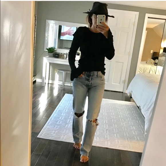 Yves Saint Laurent Tops - RARE Yves St. Laurent black flutter top shirt  Med